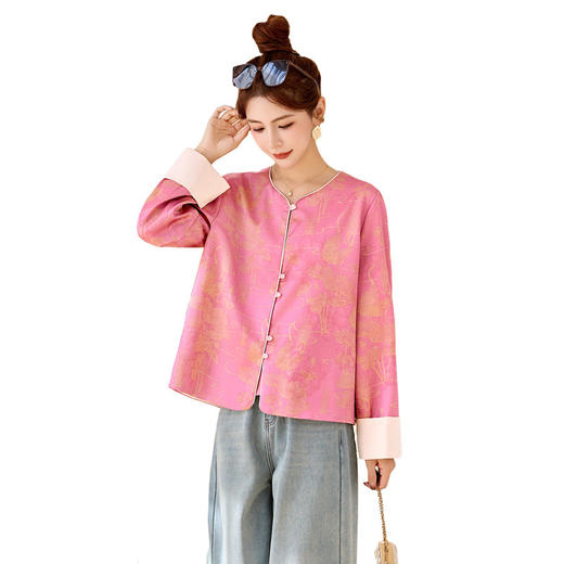 HR MDN25001新中式国风上衣复古印花小香风外套 商品图4