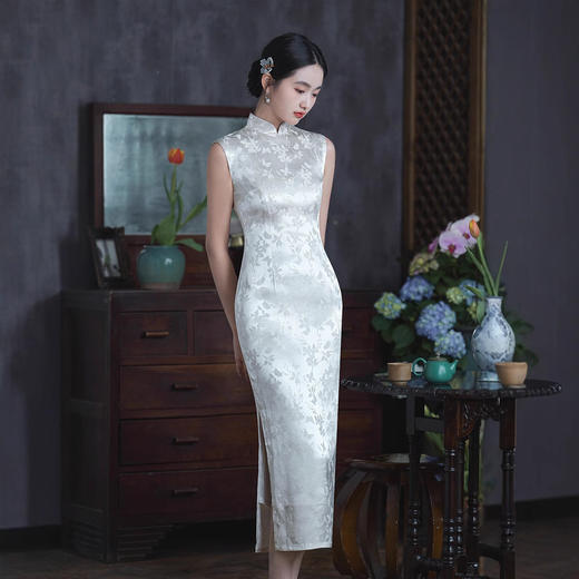 改良白色旗袍，新中式新娘订婚敬酒晚礼服裙连衣裙7729 商品图1