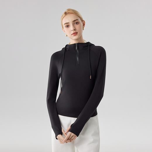 【合作款】女砂洗半拉链帽衫 商品图2