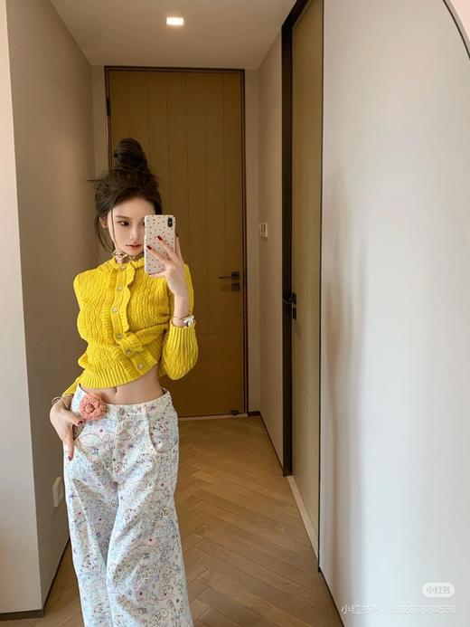 TY336-Chane  25C早春新款 彩色涂鸦小鱼印花直筒阔腿牛仔长裤（PG*MM） 商品图4