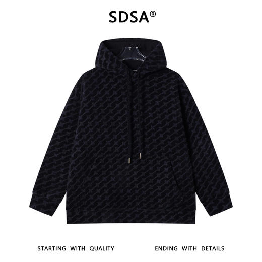 WY1189SDSA男士秋冬新款痞帅男装撞色提花斜纹绒毛设计抽绳连帽卫衣百搭 商品图1