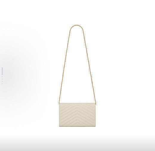 SAINT LAURENT YSL CASSANDRE 金标Logo绗缝链条百搭粒面信封包牛皮 商品图2