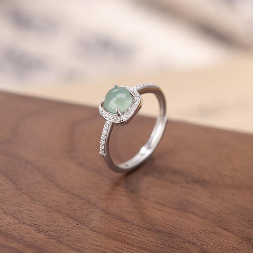 【浅梦】S925纯银蓝水翡翠圆珠开口戒指【CW-JZ06818】 商品图1