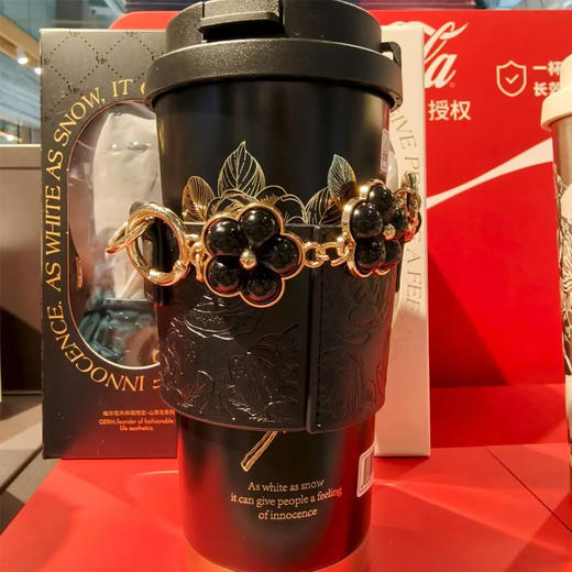 【超市】GERM格沵花语山茶花系列闪耀保温杯-黑色 商品图0