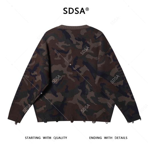 SDSA男士秋冬新款痞帅男装潮牌迷彩拉链圆领针织衫百搭开衫毛衣 商品图4