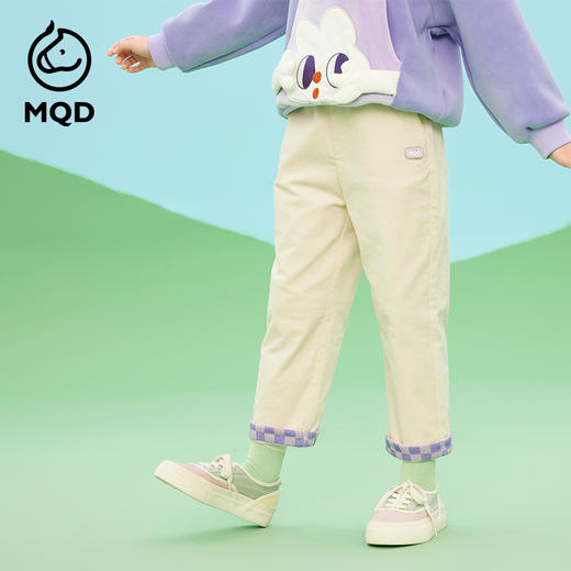 【秒3】【MQD】女童秋季时尚格纹翻边休闲针织长裤 商品图1