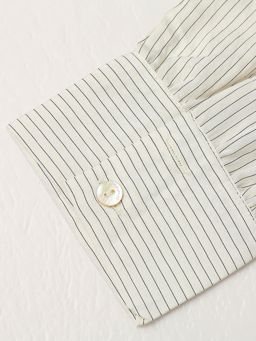 优雅气质款白色条纹蝴蝶结衬衫女 长袖通勤百搭上衣 商品图3