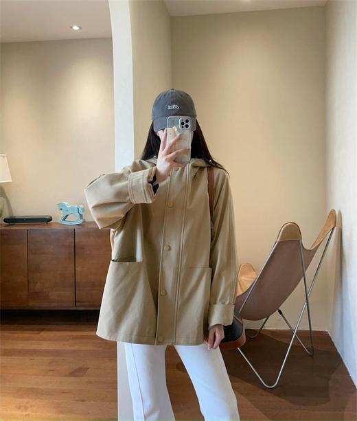 秋新款天丝棉廓形显瘦连帽风衣夹克外套 商品图7