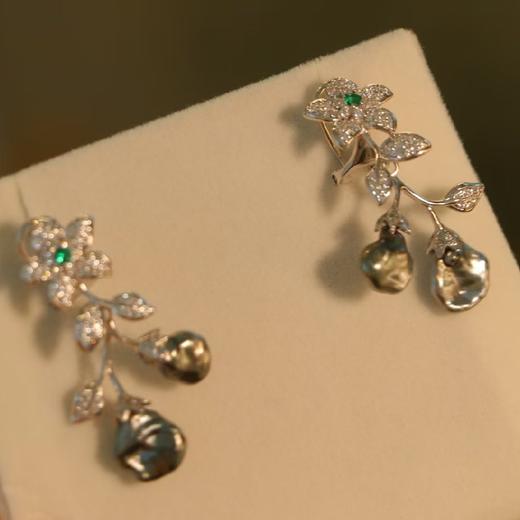 初秋氛围感。大溪地铂金灰，无核keshi，耳拍。纯银精工。 商品图0