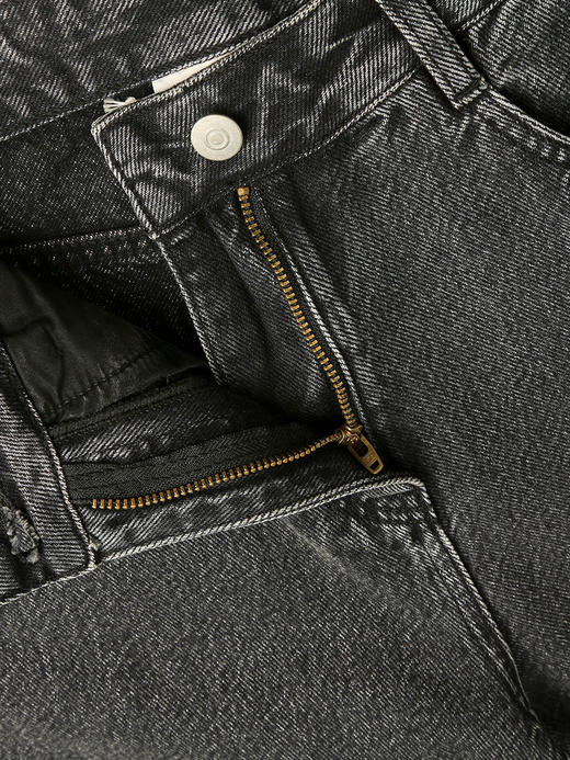 秋季新款高腰直筒牛仔阔腿裤 宽松显瘦卷边休闲长裤 商品图2