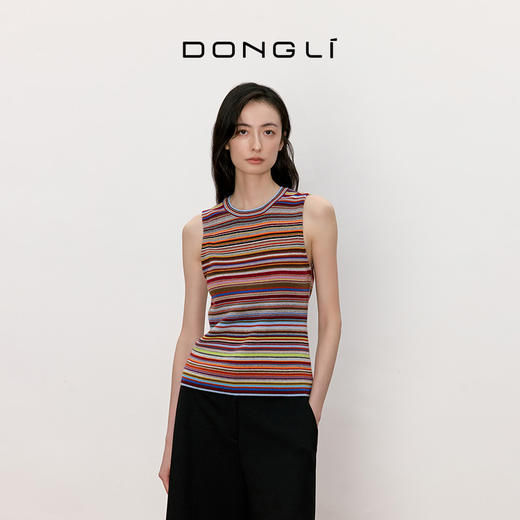 东黎 • 我不被驯化 里希特条纹 山羊绒女士秋季彩条背心 5364 商品图1