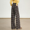 MYX格纹复古休闲长裤垂坠感修身直筒裤2025年秋季新款洋气窄版阔腿裤 商品缩略图2