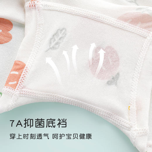 7A抑菌【4条装】冰丝可爱女童宝宝平角内裤女轻薄透气不勒3009浅色印花女童内裤 商品图4