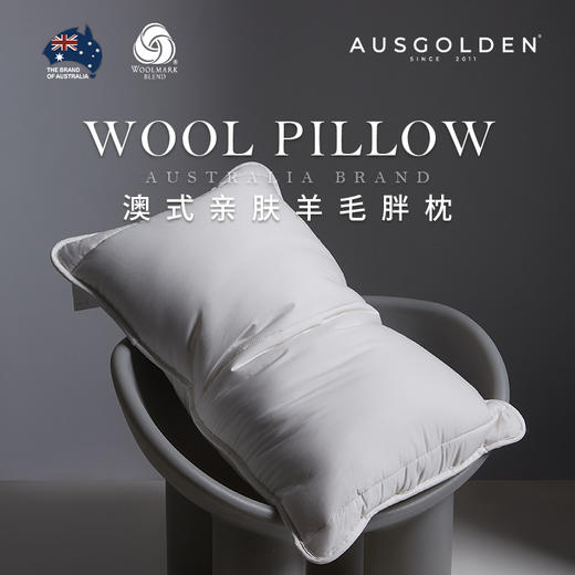 澳洲品牌AusGoldenM系列 澳洲进口亲肤羊毛胖枕枕头 蓬松柔软 支撑有力 商品图0