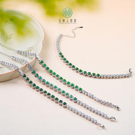 D翡翠手链-翡翠辣绿圆面手链约4mm