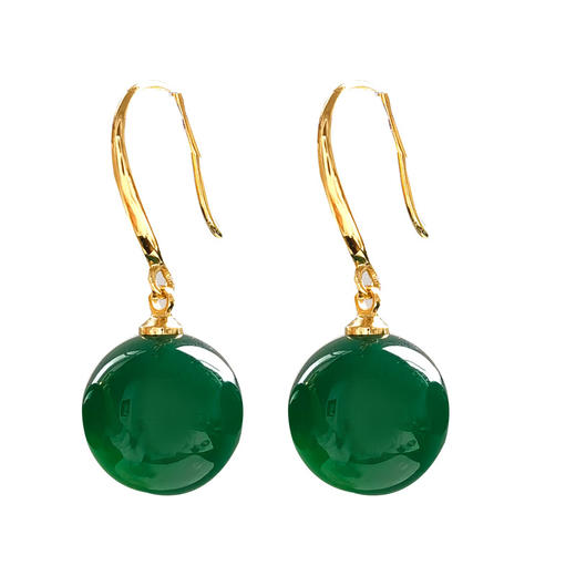 丁摩 高级感绿玛瑙耳坠复古宫廷风耳环时尚小众耳饰品5ZF-2938 商品图4