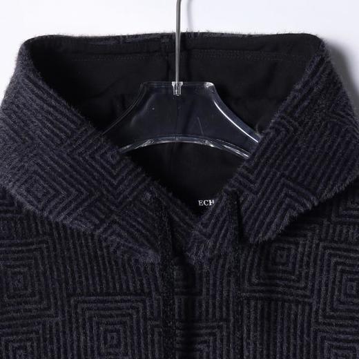 WY1154SDSA男士秋冬新款痞帅男装潮牌绒毛几何方块暗纹提花抽绳连帽卫衣 商品图2