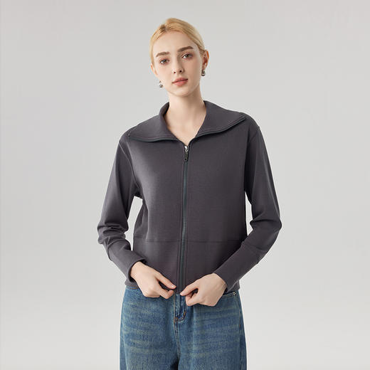 【合作款】女砂洗全拉链翻领外套 商品图4