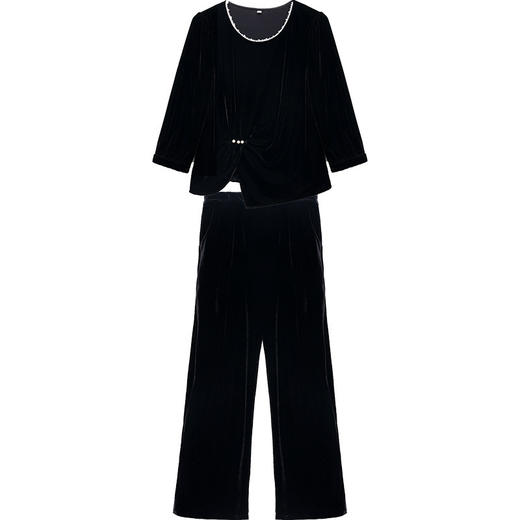 QYM 25YS22-Y套装金丝绒小衫+阔腿裤两件套 商品图3