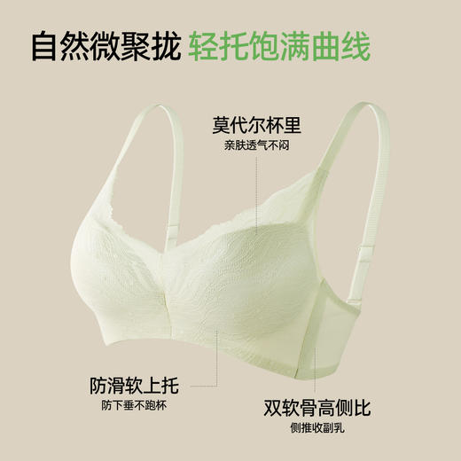 熳洁儿 小胸聚拢文胸法式波浪蕾丝无钢圈舒适莫代尔杯25761502 商品图2