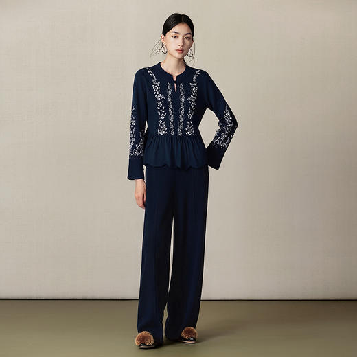 【林栖设计小店】（预售12.10）绵羊毛毛织裤子高腰直筒百搭多色宽松2025秋季新款阔腿裤1953055 商品图2