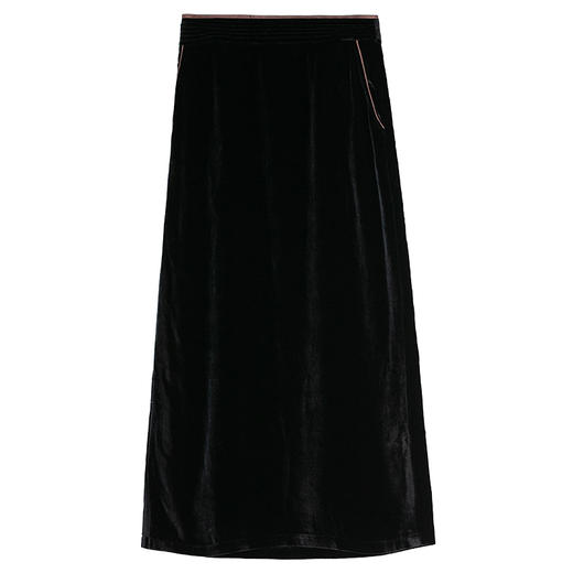 牧衣游原创 净色丝绒半裙秋季新品宽松显瘦垂感百搭直筒半裙 凝光 商品图4