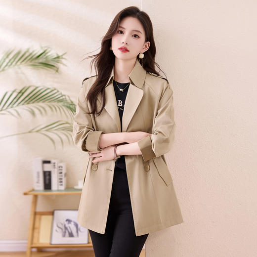 丁摩 风衣外套女春秋新款中长款时尚洋气大衣高端设计感5ZF-8059 商品图3