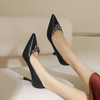【预售5天】枪色高跟鞋女细跟名媛水钻职业通勤宴会黑色浅口单鞋ZF&25077 商品缩略图2