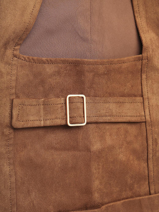 复古风拉链麂皮绒背带连衣裙女 秋季新款气质减龄无袖裙装 商品图4