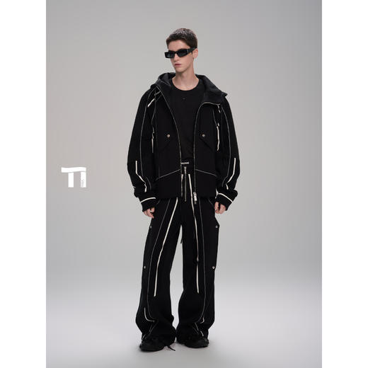 启世录TIWILLTANG“黎曜墨序 ”撞色螺纹卫衣裤子套装 商品图3