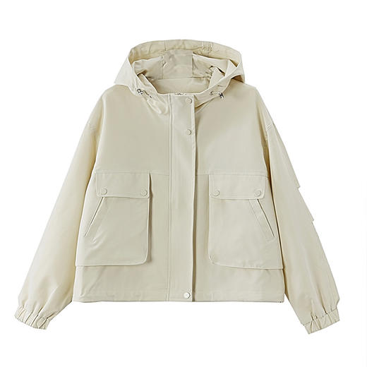 丁摩 连帽短款冲锋衣外套女春秋新款时尚百搭长袖上衣5ZF-6905 商品图4