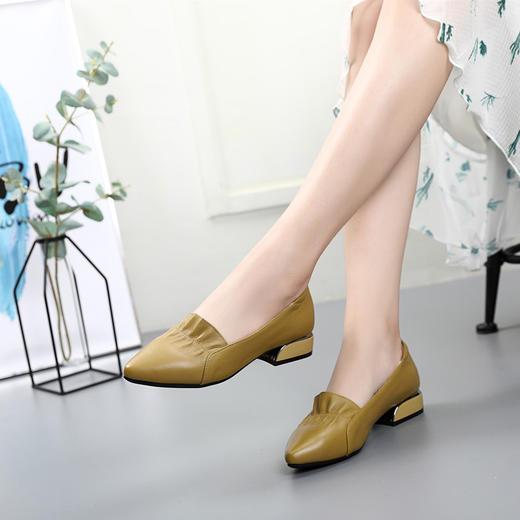 丁摩 单鞋女平底平跟真皮大码牛皮百搭豆豆鞋春秋新款软底女鞋5ZF-0576 商品图2