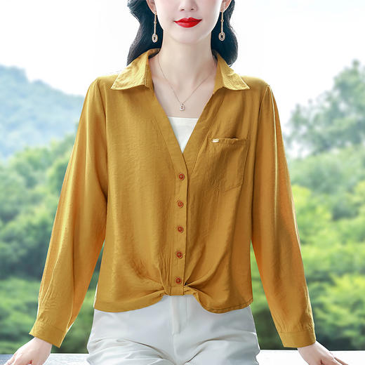 KQL B41N9909衬衫假两件长袖时尚妈妈装显瘦小衫 商品图3