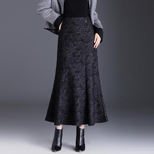 MYX印花通勤鱼尾裙2025年秋季新款长款高腰半身裙显瘦洋气包臀裙长裙 商品图0