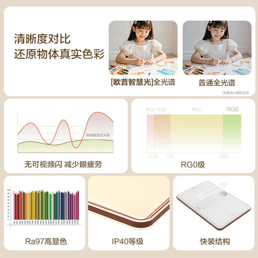 欧普（OPPLE）观澜·25新led全光谱护眼客厅吸顶灯原木风创意胡桃色极简新中式灯具 商品图2