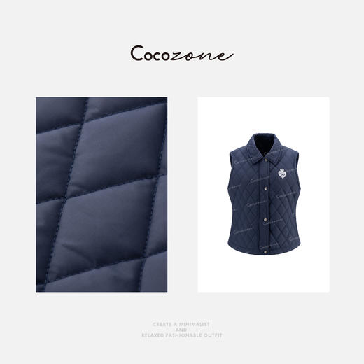 COCO ZONE 刘一一 翻领格菱纹单排扣出行通勤港风马甲 CD2A1828 商品图2