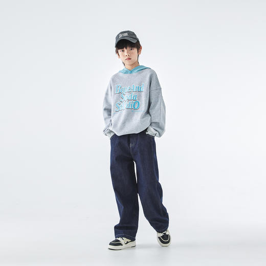 预售1.1发 蓝汽水25年冬季新款亲子中大男童不落色牛仔裤加绒保暖百搭休闲裤 商品图1