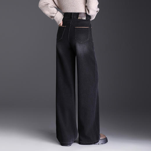 MYX时尚牛仔阔腿裤垂坠感休闲长裤2025年秋季新款修身显瘦高腰直筒裤 商品图2