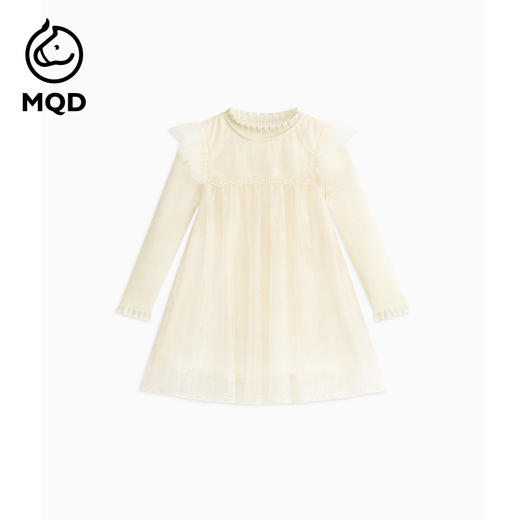 【MQD】女小童秋季拼接蕾丝假两件连衣裙套装 商品图4
