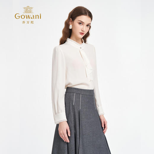 乔万尼2025秋季新品宫廷风领结白衬衫ED3C218 商品图1