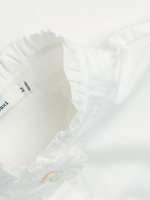 【气质款】木耳边立领白色衬衫女春秋款设计感小众长袖百搭上衣 商品图2