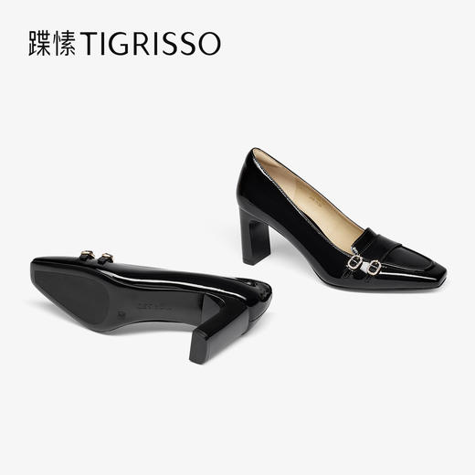 【云粉节】 BF楼蹀愫2025年秋季新款漆皮高跟气质优雅浅口单鞋方头女鞋吊牌价1498活动价999 商品图3