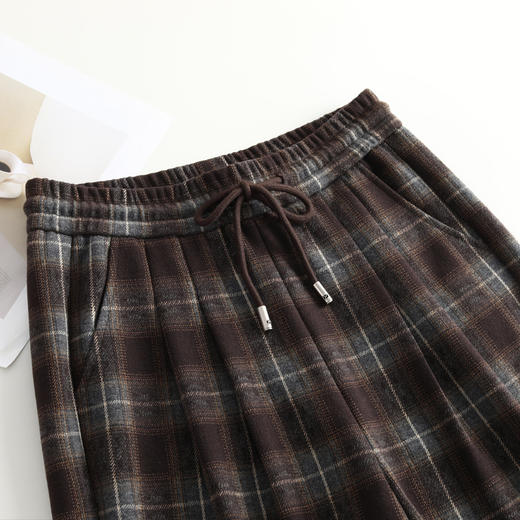 MYX格纹复古休闲长裤垂坠感修身直筒裤2025年秋季新款洋气窄版阔腿裤 商品图3