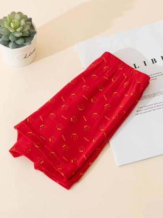 【鸿运时尚莫代尔】舒雅男童莫代尔红内裤25新款鸿运本命年印花儿童平角底裤3B/25371T 商品图1