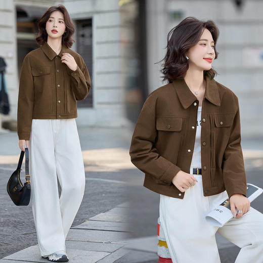 现货秒发秋冬新款韩版时尚学院风休闲宽松外套百搭女短外套 商品图1