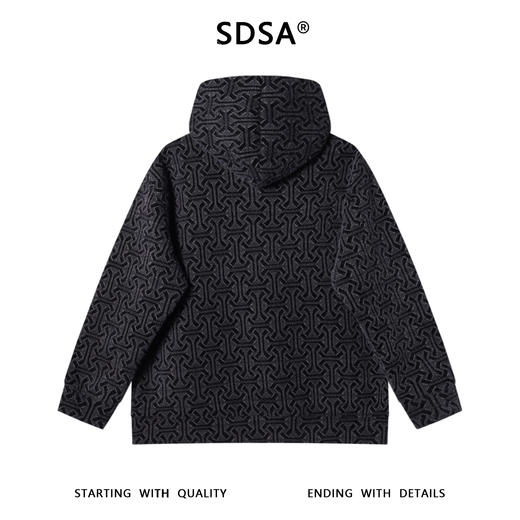 WY1120SDSA男士秋冬新款痞帅男装休闲绒毛暗纹提花抽绳连帽卫衣简约时尚 商品图4