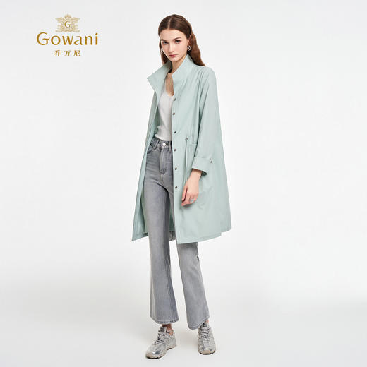 乔万尼2025秋季新品收腰简约宽松中长款风衣ED3A273 商品图3