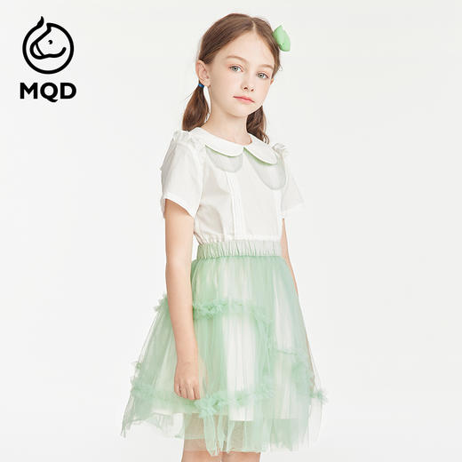 【MQD】女童夏季甜美荷叶边府绸连衣裙套装 商品图2
