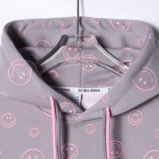 WY1052SDSA秋冬新款痞帅男装撞色满印割破笑脸抽绳连帽卫衣百搭时尚上衣 商品图2