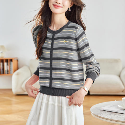 条纹针织套头，chic毛衣外穿长袖休闲上衣CC-27-25117 商品图2